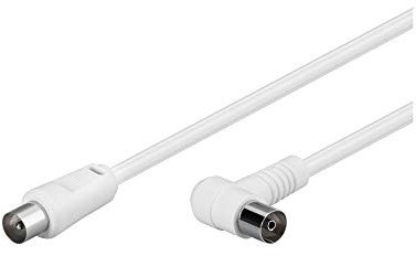 Goobay 67360 Cavetto Antenna Coax Ad Angolo Coassiale (80 dB), Schermatura Doppia, Bianco, 2.5m Lunghezza del Cavo