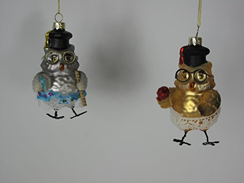 Unbekannt Eule Uhu Vogel Glas Christbaumschmuck Figuren Baumbehang Deko Baumschmuck Kugel farbig 2er Set