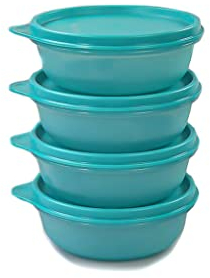 Tupperware Hit-Parade 14195 Lot de 4 mini réfrigérateurs panoramiques Turquoise foncé 300 ml