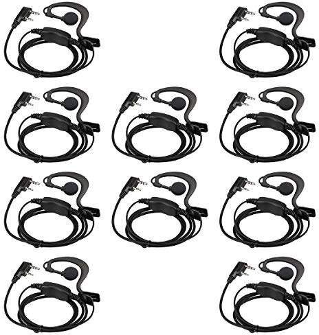 Case of 10,Retevis Two Way Radio Earpiece with Mic Single Wire Earhook Headset for Baofeng BF-888S UV-5R Retevis H-777 RT22 Arcshell AR-5 Walkie Talkies