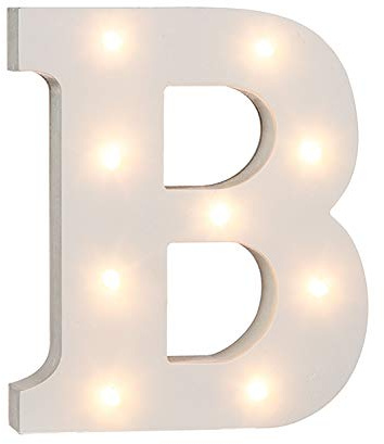 Out of the Blue 57/6075 - Holz Buchstabe B beleuchtet mit 9 LED Lichtern, batteriebetrieben, ca. 16 cm, 16 x 3 x 16 cm