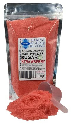 Baking Beauty and Beyond Premium Candy Floss Sugar 100g - Strawberry Flavour