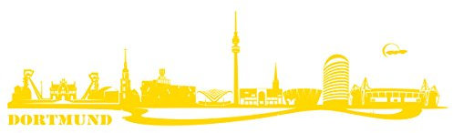 WANDKINGS Wandtattoo - Skyline Dortmund - 220 x 57 cm - Gelb - Wähle aus 6 Größen & 35 Farben