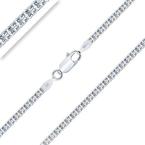Planetys - Bismarck Kette Diamantiert 925 Sterling Silber Rhodiniert Kette - Halskette - 2.4 mm Breite Verschiedene Längen: 40-45-50-55-60-65-70 cm