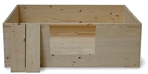SunnyDogs Wurfkiste für Welpen | naturbelassene Welpenkiste | Wurfbox mit Welpenausgang | Wurfkasten aus Kiefernholz | Welpenbox 80 x 80 x 40 cm