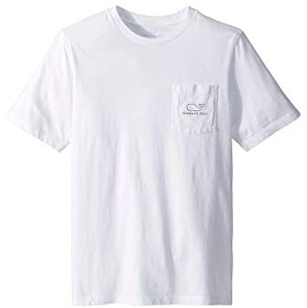 Vineyard Vines Boys Short Sleeve Vintage Whale Pocket T-Shirt, White Cap, S