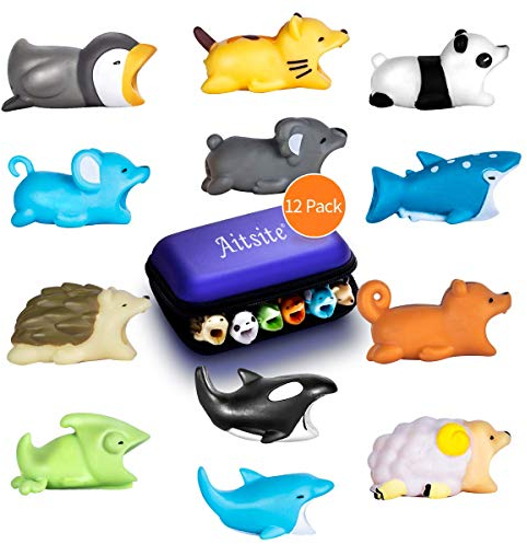 Aitsite kabelbruch Schutz Cable Animals Kabel Cable Biss Protector Saver Cute Tierform schützen verhindert Bruch für iPhone Cord (12-Packung)