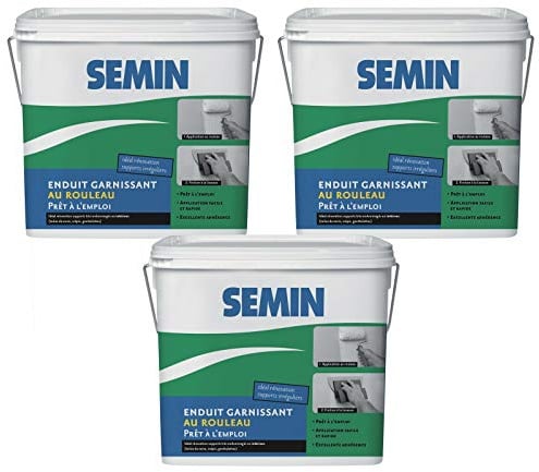 SEMIN Enduit Garnissant au Rouleau-3 x10 kg – Rénovation Murs Très Abîmés – Tous Supports Intérieur – Prêt à l’Emploi – Finition Lisse Blanche – Idéal Crépi & Toile de Verre