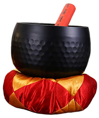 DCRYWRX Bol Chantant Tibétain, Bol de Yoga/Bol de Méditation, Doré et Noir, Écailles de Lustre/Poisson, Traitement de la Dépression, Amélioration du Sommeil, Âme Sereine,Black,XXL