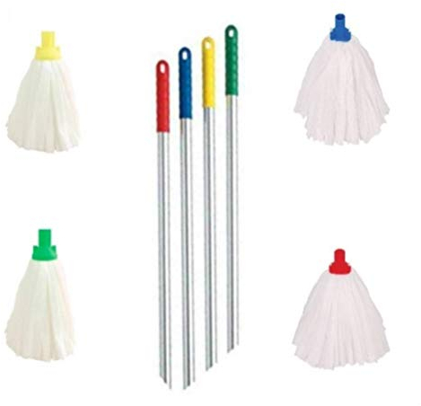 Big White Disposable EXEL Mop Heads with Coded EXEL Handle - Yellow x10 Mop Heads