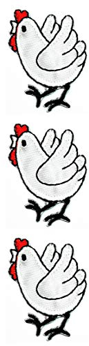 Set 3 Stück Mini-Aufnäher zum Aufbügeln mit weißem Küken, Huhn, Vogel, Cartoon-Motiv, für Kleidung, Jacke, Jeans, Mütze, Rucksäcke