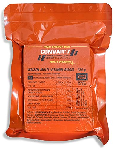 CONVAR-7 - High Energy Bar Multi Vitamin, benutzbar als Notvorrat, Notverpflegung, Notration, für Outdoor Aktivitäten, Krisenvorsorge - wertvolle Inhaltsstoffe - kompakte Verpackung - 108 x 125g