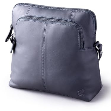 Lakeland Leather Rachel Raven Leather Cross Body Bag for Women, Real Leather Everyday Handbag, Adjustable Strap Shoulder Bag, Multi Pocket Medium Size Bag