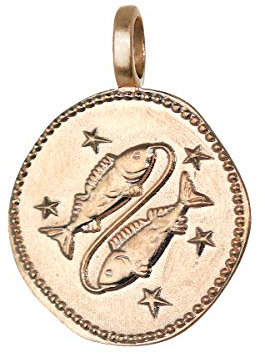 NKlaus Fische Sternzeichen Vergoldet mit 18k Gold 16mm Kettenanhänger Horoskop Zodiak 1661