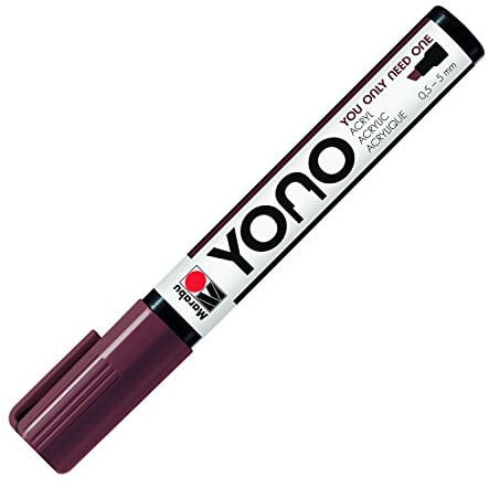 Marabu 12400102285 - YONO Marker, Braun 285, vielseitiger Acrylstift mit japanischer Keilspitze 0,5-5 mm, wasserbasiert, lichtecht und wasserfest, für nahezu alle Untergründe