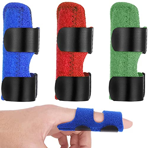 3 Stück Fingerschienen, Fingerstützbandage mit einstellbarer Fixierung Trigger Fingerschienen Fingerglätter mit integrierter Aluminiumstütze für gebrochene Finger, Fingersehnenfreigabe