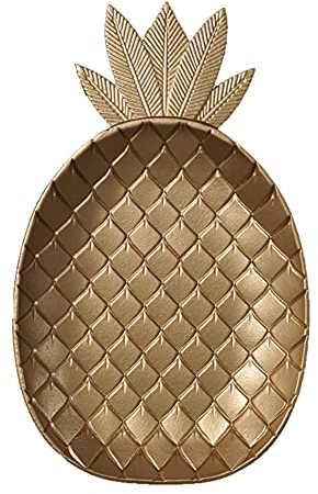 Uposao Bandeja decorativa con forma de hoja de oro en forma de piña bandeja de joyería paleta de frutas bocadillos plato decoración de mesa organizador de almacenamiento