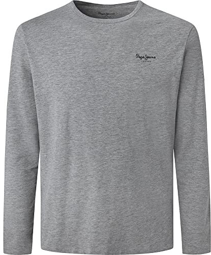 Pepe Jeans Mens Original Basic 2 Long N T-Shirt, Grey (Grey Marl), XL UK