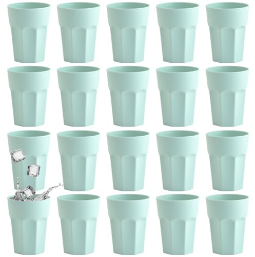 Engelland - 20 x Plastikbecher, Trinkbecher, Mintgrün, Pastellfarben, 250 ml, mit Eichstrich, bruchfest, stapelbar, Mehrweg, Kunststoff, BPA-frei, wiederverwendbar, Party-Becher, Trink-Glas