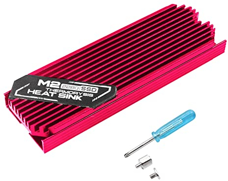 Dissipatore di calore M.2 SSD 2280 YACSEJAO doppio lato M.2 dissipatore di calore con cuscinetto termico in silicone per NVMe Computer PC PCIE M.2 SATA SSD, (rosso)