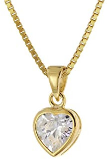 trendor Damen-Anhänger Gold 333 Zirkonia Herz mit vergoldeter Kette 41556-42 42 cm