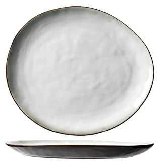 Cosy & Trendy Teller, oval, aus Porzellan, flach, 32,5 x 28,5 cm, 2 Stück