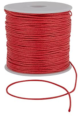 1mm Waxed Cord for Bracelet and Necklace Making - Durable Macrame Cord, Scoobies Strings, and Leather Necklace Cord - Perfect Bracelet String for Beads and Friendship Bracelets String - (Red,10m)
