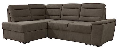 mb-moebel Ecksofa mit Bettkasten, Schlaffunktion - MILIO (Braun - boss 04, Links)