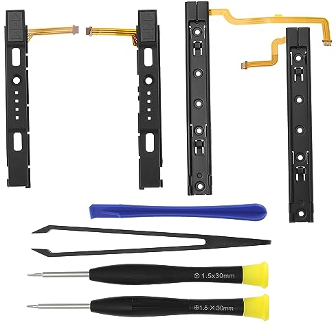 YINETTECH 1 Satz Gleitschienen Reparatursatz Kompatibel mit Nintendo-Switch Konsole Ersatz Linke Und Rechte Gleitbaugruppe mit Flexkabel