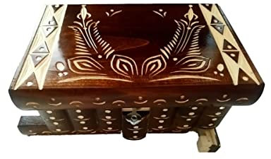 Neu Groß Holz Puzzle Kasten Rätsel Geheim Schön handgeschnitzte Holz Schmuck Aufbewahrungs box Fall Besondere Holz Spielzeug (Nussbraun)