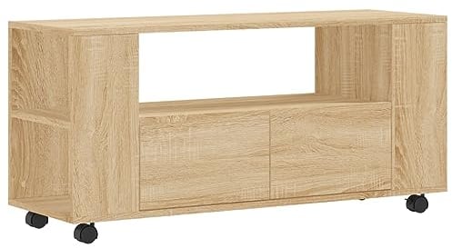 vidaXL TV Schrank, Fernsehschrank mit viel Stauraum, Fernsehtisch für Wohnzimmer, Lowboard Sideboard TV Ständer TV Gerät, Sonoma Eiche Holzwerkstoff