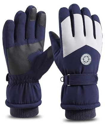 LabWiGBL Herren Sporthandschuhe,Outdoor Laufhandschuhe,Touchscreen Handschuhe,wasserdichte Warme Winterhandschuhe,Anti-Rutsch Full Finger für Laufen, Fahren, Radfahren, Wandern(Navy blau)