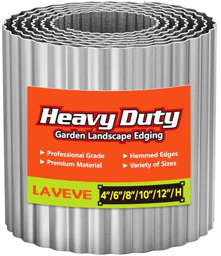 LAVEVE Corrugated Metal Garden Edging - Sturdy Border Perfect for DIY Flower Beds and Landscaping Borders (Silver, 12 Inch x 20FT)