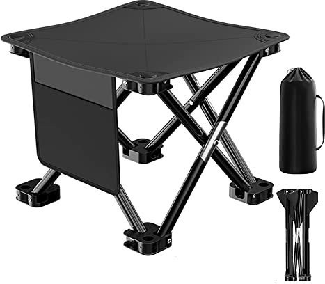 BOLAXHCA Campinghocker, Leichter, Perfekt für Erwachsene, Angeln, Outdoor, Strandpicknicks, HäLt Bis zu 450 Pfund, Schwarz