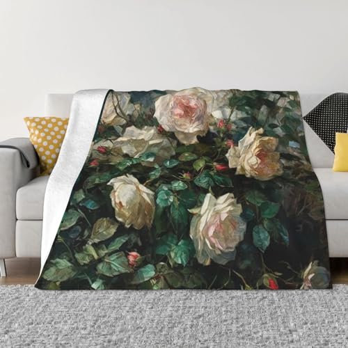 Überwurfdecke mit Rosenmuster, weiche, warme Fleecedecke, leichte, gemütliche Couchdecke für Bett, Couch, Stuhl, Wohnzimmer, alle Jahreszeiten, 101,6 x 76,2 cm