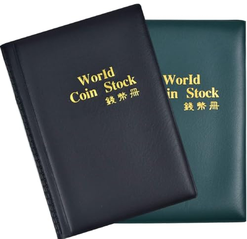Kiuiom Münzalbum,Münzen Aufbewahrung,Münzen Sammelalbum,Münztaschen,2PC Münzhüllen Mit 120 Taschen Taschenalbum Münzen Für Sammeln Von Münzen Und Souvenir Münzen Stempel Abzeichen