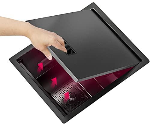 Fregadero De Cocina con Tapa Fregadero Oculto De Acero Inoxidable Nakajima Invisible Lavabo Pequeño De Una Sola Ranura (S : 54x40cm)