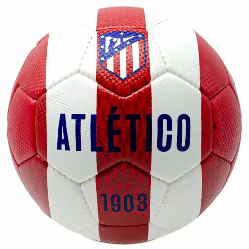 ATLETICO DE MADRID Balón de Fútbol con Escudo 1903 Talla 5, Circunferencia 68-69cm, Color Rojo y Blanco