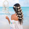 Sunflower Headband Daisy Hair Accessories Flower Crown Sunflowers Beach Boho Hairband Adjustable Tassel Hair Wreath Flowers Bands Women Cosplay Costume (White)
