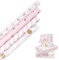 HBell Geschenkpapierrollen, 4 Rollen, rosa Geschenkpapier, Stern-Punkte, Wellenmuster, Geschenkpapier, 43 cm x 3 m, für Geburtstag, Babyparty, Party, festliche Dekorationen