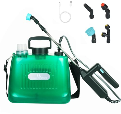 Pompa Elettrica per Liquidi 8L Pompa Irroratrice a Batteria Pompa a Spalla a Batteria Ricaricabile per Piante Nebulizzatore Elettrico per Giardino Frutteto (Verde)