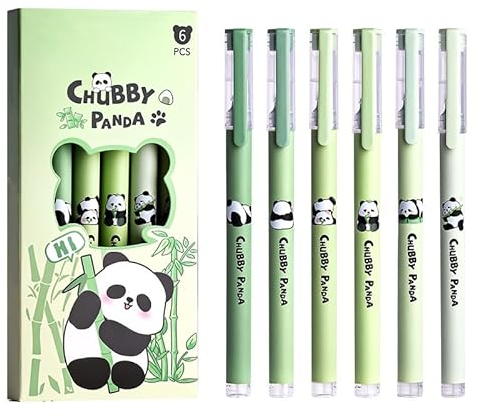 Jaropener Panda Stifte, 6 Stück Gelschreiber niedlichen Tier Cartoon Panda Gelstifte 0,5 mm schnell trocknende schwarze Tinte Stifte für Schule Büro Haus Student Lehrer Mädchen Jungen Geschenk