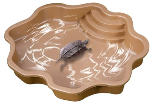 Bañera para reptiles, cuenco de agua para reptiles, tortugas grandes para reptiles y tortugas, comedero de lagartos con rampa, comedero para pequeños geckos, tortugas