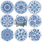 MHwan 8 pièces de Dessous de Verre acryliques tridimensionnels pour Peinture Diamant 5D, Mandala Bleu Exquis, Non absorbants, indéformables, Peuvent être réutilisés Pendant Longtemps
