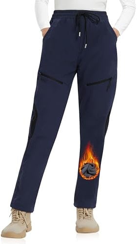 ATLASLAVA Skihose Damen Fleece Gefüttert Wasserdicht Softshellhose Wanderhose Winterhose Outdoor Hosen Winter