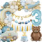 Geburtstagsdeko 3 Jahre Jungen, Bären Deko Kindergeburtstag 3 Jahre, Luftballon Geburtstag Deko 3. Blau Gold, Happy Birthday Girlande Banner Tortendeko 3 Folienballon Geburtstag Party Dekoration Junge