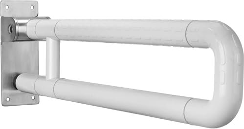 Ovshnrr 60CM Barra Minusvalidos Baño, Barra de Apoyo para Inodoro Barra de Seguridad Baño Inoxidable Antideslizantes Puede soportar 300-350 kg para Ancianos,Embarazadas y Discapacitados (White, 60cm)