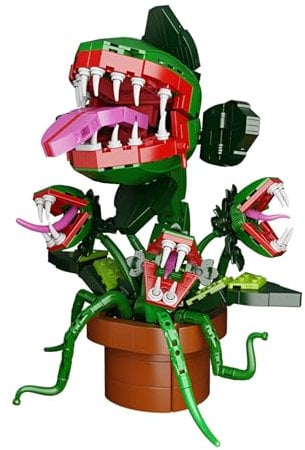 SymGrpu Piranha Plant Building Set, 605Pcs Little Shop of Horrors Building Kit, Cannibal Flower Toy with Openable Mouth, Gift for Tv Fans Friends