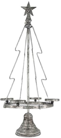 zeitzone Adventskranz Metall Weihnachtsbaum Silber 4 Kerzenhalter Tischleuchter 80 cm