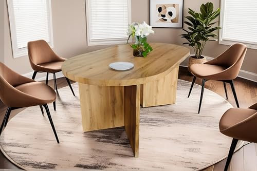 SAM Esszimmertisch Ovi | 204 x 90 cm | Holz Wildeiche-Optik | Tischplatte 40mm | Tischbeine in V-Form | ovaler Esstisch mit geraden Kanten | Holztisch Esszimmer | Esstisch Holz
